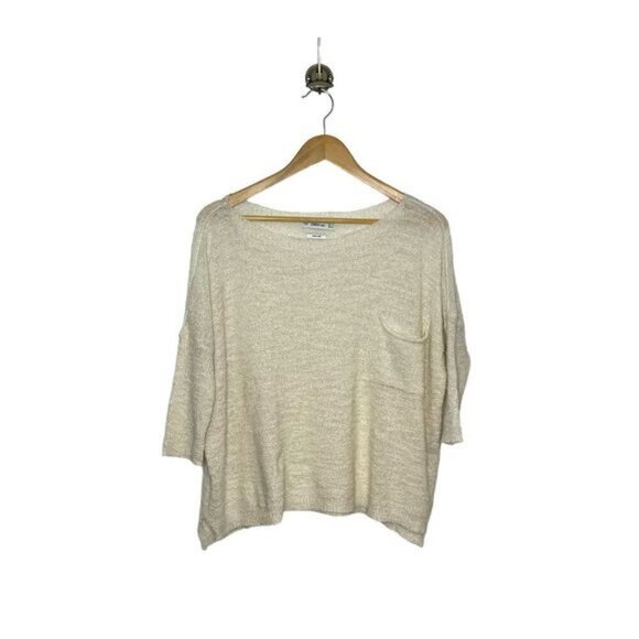 Zara Knit Women’s Size Small Italian Yarn Sweater Beige Oversized Short Sleeve - Picture 1 of 10